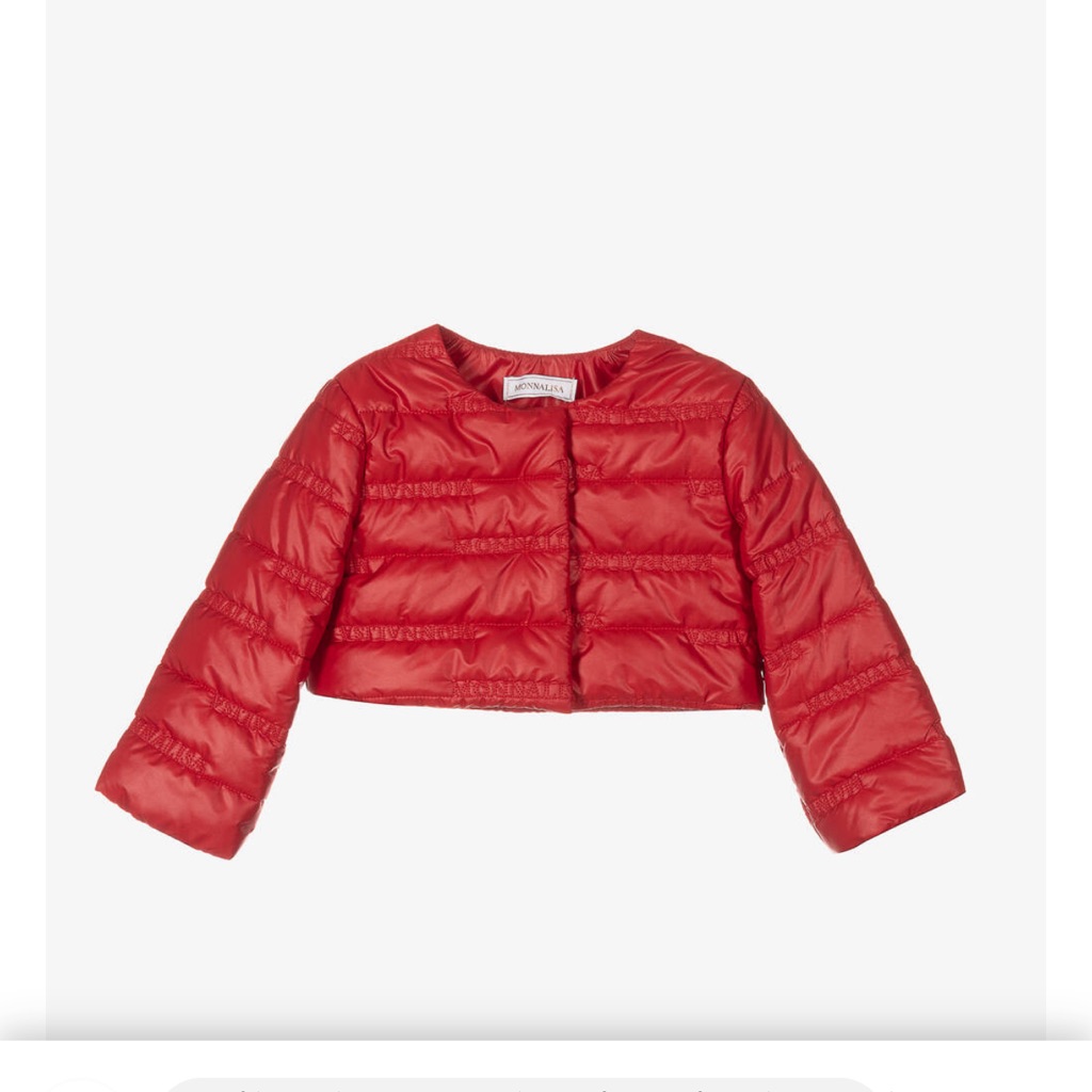 Monnalisa Girls Red Cropped Puffer Jacket